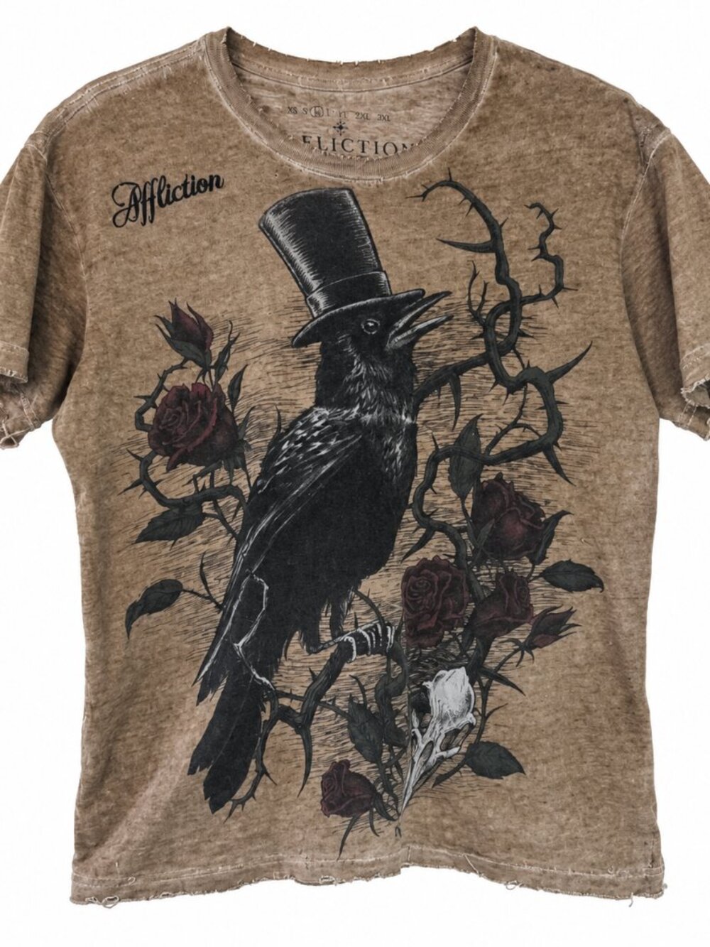 Affliction Raven Roses Graphic T-Shirt Men’s Size M